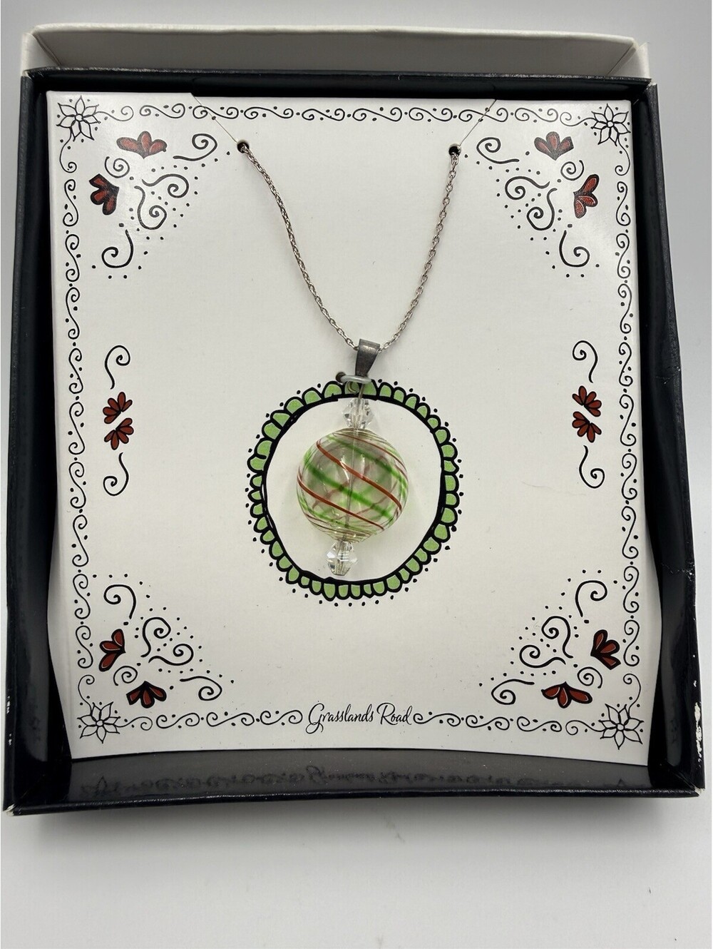 Studio 100 Life’s A Ball Hand Blown Glass Ball Pendant Necklace NIB